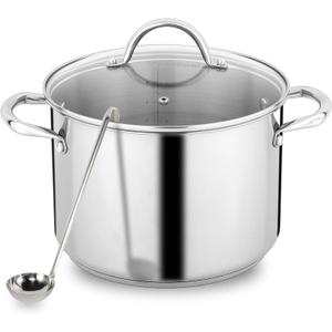 GreatChef Stock Pot Stainless Steel for Cooking Riveted Handle, Heavy Duty Vessel,Induction Compatible All Cooktops in Use, Dishwasher & Oven Safe (8 Quart + Laddle)) GreatChef Stock Pot Stainless Steel for Cooking Riveted Handle, Heavy Duty Vessel,Induction Compatible All Cooktops in Use, Dishwasher & Oven Safe (8 Quart + Laddle))
