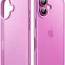 JETech Matte Case for iPhone 16 6.1-Inch, Shockproof Military Grade Drop Protection, Frosted Translucent Back Phone Cover, Anti-Fingerprint (Pink Back)
