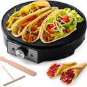 Electric Crepe Maker 12'' & Griddle - Non-Stick Pan With Spreader for Roti, Tortilla, Blintzes, Pancakes - Adjustable Temperature, 1000W