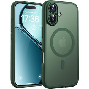 TOCOL for Phone 17 Case, Full Camera Protection, Builtin Magnetic Ring, Compatible with Magsafe Charger, Drop Protection, Translucent Matte Phone Case for Phone 17 6.3 inch (Alpine Green)