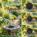 SEIRMEP Solar Fountain with 2000mAh Battery & Works in Cloudy Day, Upgrade Glass Solar Water Fountain Pump 3 Spray Height Adjustment, Solar Bird Bath Fountains with 7 Nozzles for Garden, Pool, Pond