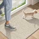 Ultra Thin Indoor Door Mat 17"x47", Non-Slip Door Mat, Khaki | Low-Profile, Rubber Backing, Absorbent Door Mat Indoor Entrance, Washable Welcome Doormats Dirt Trapper Entry Front Floor Mat