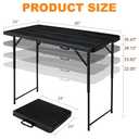 4ft Folding Table, Portable Fold-in-Half Adjustable Height Utility Table for Indoor/Outdoor Use, Durable HDPE & Steel, Stable & Lightweight, Multi-Purpose, Black Woodgrain
