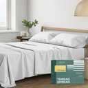 THREAD SPREAD 100% Organic Cotton Sheets King Size - 4 PC Organic Cotton King Size Percale Weave Sheet Set, Soft, Cooling, Crisp & Breathable, 16" Deep Pocket Hotel Quality Bedding Set - Light Grey