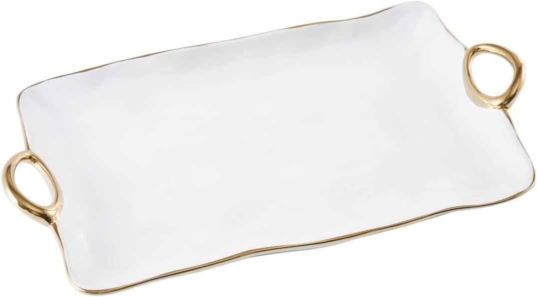 Pampa Bay Titanium-Plated Porcelain Golden Handles Large Platter, 17.5 x 9.5 x 1.75in