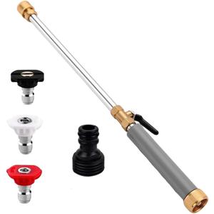 Upgraded Jet Nozzle Power Washer for Garden Hose,High Pressure Washer Wand with 3 Interchangeable Nozzles (Multi-Color), Hydro Jet Power Wand for Car Washing, Patio, Garden, Outdoor Cleaning (Grey)