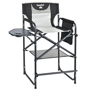 SUNNYFEEL Tall Camping Directors Chair, Portable Folding Artist Makeup Chair with Side Table, Pocket, Footrest, Heavy Duty for Beach, Trip, Picnic, Concert Outdoor Foldable Camp Lawn Chairs