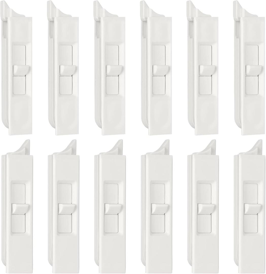 Jetec 12 Pieces Tilt Latch Pairs White Plastic Construction Snap-in Latch Pairs Spring Loaded Sliding Window Tilt Latch for Home Window Accessories