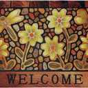 Durable Welcome Door Mats 24”x36” – Heavy Duty Non-Slip Rubber Outside Door Mat Large Front Outdoor Mat for Home Entrance, Porch, Patio, Garage and High Traffic Areas,Dragonfly Flower