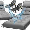 Waterproof Lounge Chair Cushion Set of 2, Outdoor Fade Resistant Chaise Lounger Replacement Cushions with 6 Ties, Thickened Memory Foam Pool Lounge Chair Cushions, 76 x 22 x 4.7 Inches, Gray