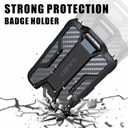 LIUGX Badge Holder with Heavy Duty Breakaway Lanyard, Carbon Fiber-Texture, Durable ID Card Holder (Holds 6 Cards) with Quick Release Detachable Buckle, Metal Clip, American Flag