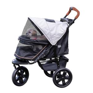 Pet Gear No-Zip AT3 Pet Stroller for Cats/Dogs, Zipperless Entry, Easy One-Hand Fold, Jogging Tires, Removable Liner, Cup Holder + Storage Basket, Platinum