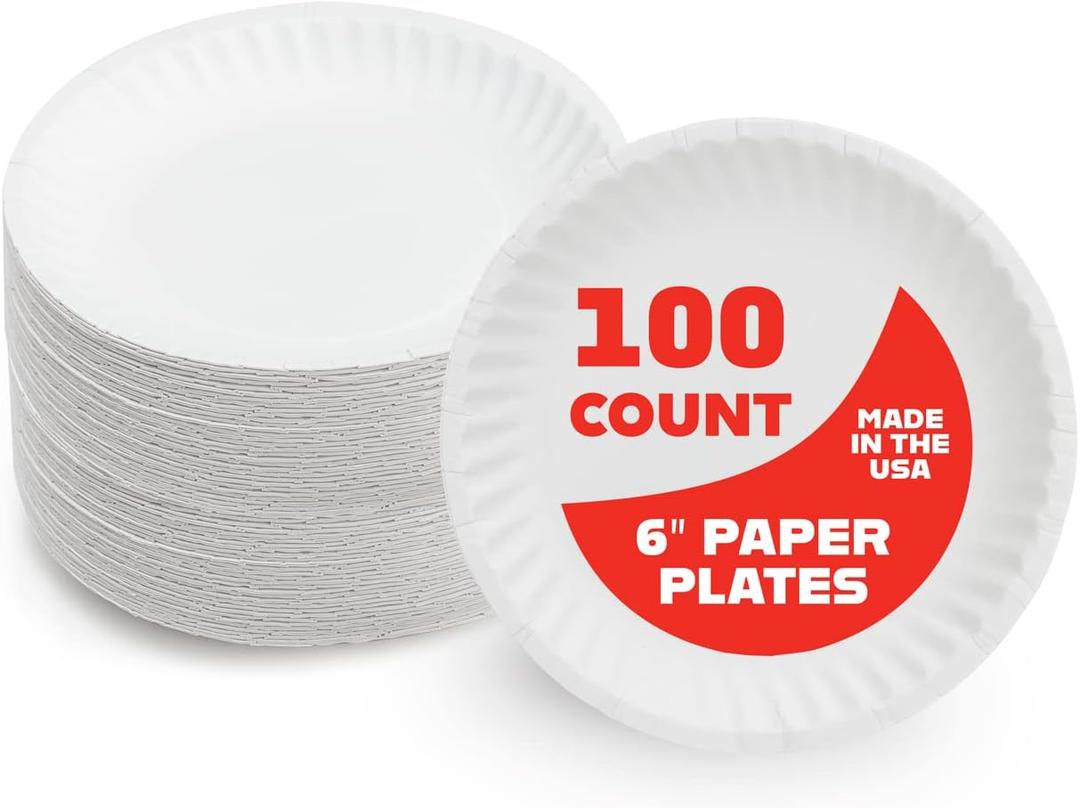 Hygloss Products Paper Plates - Uncoated White Plate - Use for Foodware, Events, Activities, Crafts Projects and More - Environmentally Friendly - Recyclable and Disposable - 6-Inches - 100 Pack Hygloss Products Paper Plates - Uncoated White Plate - Use for Foodware, Events, Activities, Crafts Projects and More - Environmentally Friendly - Recyclable and Disposable - 6-Inches - 100 Pack