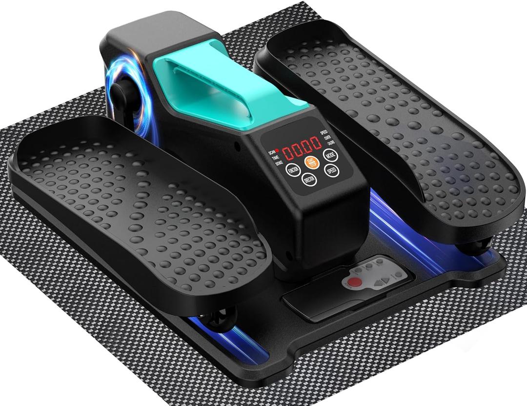 Under Desk Elliptical, Electric Leg Exerciser While Sitting for Seniors Adults, Portable Quiet Elliptical Exercise Machine, Seated Pedal Exerciser with Remote Control, 12 Adjustable Speeds (Blue)