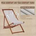 Outdoor Wooden Patio Lounge Chair 2 Set Beach Sling Chair Set Height Portable Reclining Beach Chair Solid Wood Frame with White Polyester Canvas 3 Level,Grey