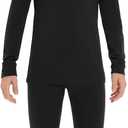 Iguana Unisex Kids 100% Merino Wool Base Layer Set Midweight Thermal Underwear Sets for Girls and Boys (7-8, Black)