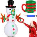 Leitee Giant Christmas Ring Toss Game Inflatable Santa Claus Snowman Party Toss Decor 55in Blow up Santa Claus Snowman 6 Rings with Pump for Holiday Winter Christmas Family Fun Games