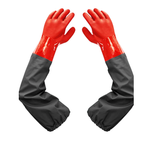 Haiou Pond Gloves, Long Arm Waterproof Gloves,Long Rubber Gloves for Men and Women (25 inches, Large, Red)