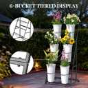 Black Tiered Flower Display Stand with 6 Buckets, Rolling 3-Tier Floral Cart for Florists, Markets & Events, Mobile Flower Presentation Rack for Shop, Patio or Wedding Setup