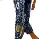 WROLEM Womens High Waist Pants Drawstring Wide Leg Cropped Casual Loose Capris with Pockets for Women (Small)