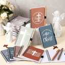 Resurhang 48 Pcs/24 Set Christian Gifts Bulk Religious Spiral Notebook with Bible Verse Ballpoint Pens Christian Notebook Inspirational Journals Prayer Notepad for Church Pastor Sunday School