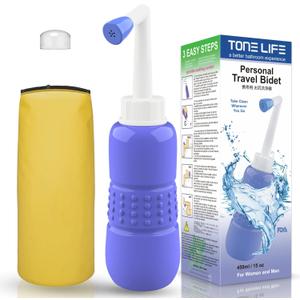 Tonelife Travel Bidet - Portable Bidet - Travel Birth, Dirver, Outdoor, Camping, with Storage Bag, 450ml Capacity, Pack of 1