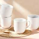 8.5 Oz Stackable Coffee Mugs Set, 4 Pack White Ceramic Coffee Cups with Handle, Dishwasher & Microwave Safe, Porcelain Mug Set for Latte, Tea, Cappuccino, Cocoa, Espresso, Milk