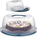 13 Inch Cake Carrier with Locking Lid and Handle, Stylish Big Round Container for Kitchen Storage, BPA Free Stand, Plastic Holder for Transporting, Donuts, Cupcakes, Pies (Navy Blue, Set of 1)