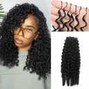 Burmese Curly Human Crochet Hair for Black Women Feather Crochet Human Hair Bundles Pre Looped Reusable Invisible 100% Virgin Human Hair Crochet Extensions 14 Inch 60g Natural Black