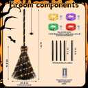 5FT Halloween Decorations Giant Light-Up Rattan Witches Broom,Black