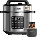 CARORI 9-in-1 Electric Pressure Cooker, 1000W Instant Multi-Cooker with IMD Touchscreen, Olla de Presion, Non-Stick Pot, Rice Cook, Slow Cook, Steamer, Saut, Warmer, Safe Venting, Silver 8 Qt