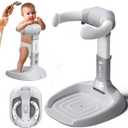 Baby Shower Stand with Anti-Slip Base & Anti-Pinch Silicone, Adjustable Foldable Baby Bath Support for Toddlers 6-36 Months, Portable Standing Helper with Shower Holder 