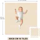 Puzzle Play Mat 16 Tiles with 32 Border Pieces, Interlocking Stitching Mat with Border for Living Room Playroom Gym, 11.8 x 11.8 Inch Beige
