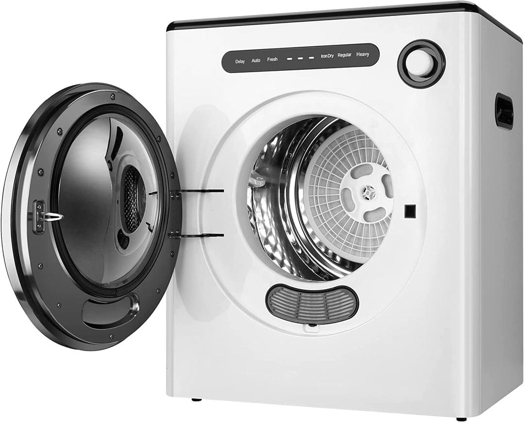 Portable Clothes Dryer 1.6 cu.ft, 110V 970W Compact Laundry Dryers, Front Load Dryers Machine with Stainless Steel Tub, ABS Control Panel for Apartments, Home, Dorm, White