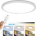 Flush Mount Ceiling LED, 12 Inch 30W Lighting Fixture, Remote Control 3000K-4500K-6000K Dimmable Light Modern Simple Slim Design for Bathroom Laundry Bedroom Hallway Livingroom Office