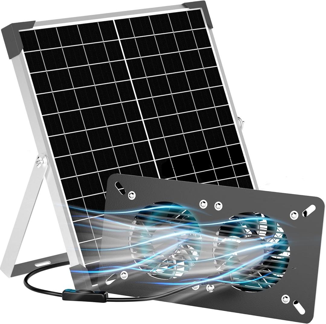 Voltset Solar Fan for Chicken Coop Outside 20W Solar Power Exhaust Fan for Outdoor with Solar Panel for Greenhouse Shed Pet Houses