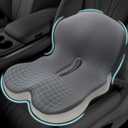 Memory Foam Seat Cushion for Sciatica & Back Pain Relief - Ergonomic Chair Pad with Adjustable Strap & Supportive Comfort Cover, Non-Slip for Car, Truck, Office Chair - Dark Gray&Light Gray
