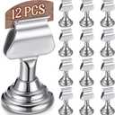 Kathfly 12 Pcs Wedding Table Number Holders 1.7 Inch Metal Silver Mini Place Card Holders Bulk Harp-clip Table Sign Stands Card Holder Display Picture Memo Notes Menu for Restaurants Birthday Decor