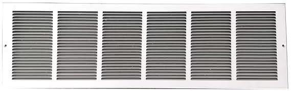 Return Air Grille, 8 X 30, White, Steel