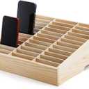 Lawei 36-Grid Wooden Cell Phone Holder, Mobile Phones and Calculator Management Storage Box, Multifunctional Desktop Organizer Storage Box for Classroom, Office, Meeting Room, Phone Rack Display