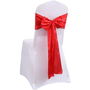 iEventStar Satin Chair Sashes Chair Bow Bows Tie Back Wedding Banquet Party Decoration (10, Red)