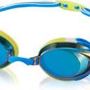 Speedo Unisex-Child Swim Goggles Vanquisher 2.0 Junior (Mirrored Blue Lime/Cobalt/Blue)
