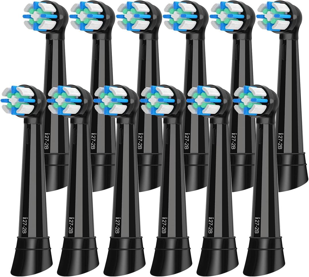 iO 12 PCS Replacement Heads Compatible with Oral B iO 2 3 4 5 6 7 8 9 10 Deep Clean Series Electric Toothbrush, Brush Heads with Medium-Hard Bristles Compatible with Oral B IO (Black)