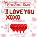 2 x 16 Inch I Love You Balloons XO XO Letter Day Balloons Red Heart Foil Balloon for Valentines Day Wedding Romantic Special Night Party Supplies Decorations