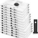 12 Pack Travel Vacuum Storage Bags with Portable Electric Pump, Compression Packing Seal Space Saver Cubes for Clothing Clothes Suitcase Luggage Organizer