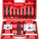 Bearing Puller and Splitter Kit, Separator and Puller Set, Pinion Bearing Puller and Wheel Removal Tool, 5 Ton Capacity Bearing Separator with 2 and 3 Bearing Separator Jaws, 14Pcs (RED)