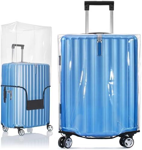 BlueCosto Luggage Cover for Suitcase - 24" Clear PVC Luggage Protector for 24" - 25" Sized Bags - Premium Travel Accessory for Baggage Protection - Universal Cover w/Hook & Loop Closure, Pack 2