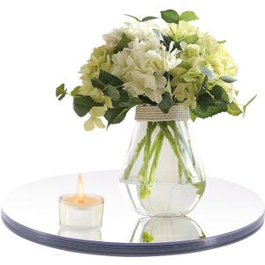 6 Pcs 7.87 Inch Round Mirror Candle Plate, Circle Mirror Centerpieces, for Table Centerpieces & Wedding & Christmas Decorations & Baby Shower Party (7.87'' Silver)