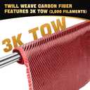 BARTOO 4.9ft x 12" Carbon Fiber Cloth Roll, 2 x 2 Twill Weave 3k/220g High Strength Fabric Carbon Fiber Sheet for Cars Repair, Boats, Structural Reinforcement on Concrete Walls, Basements, Red