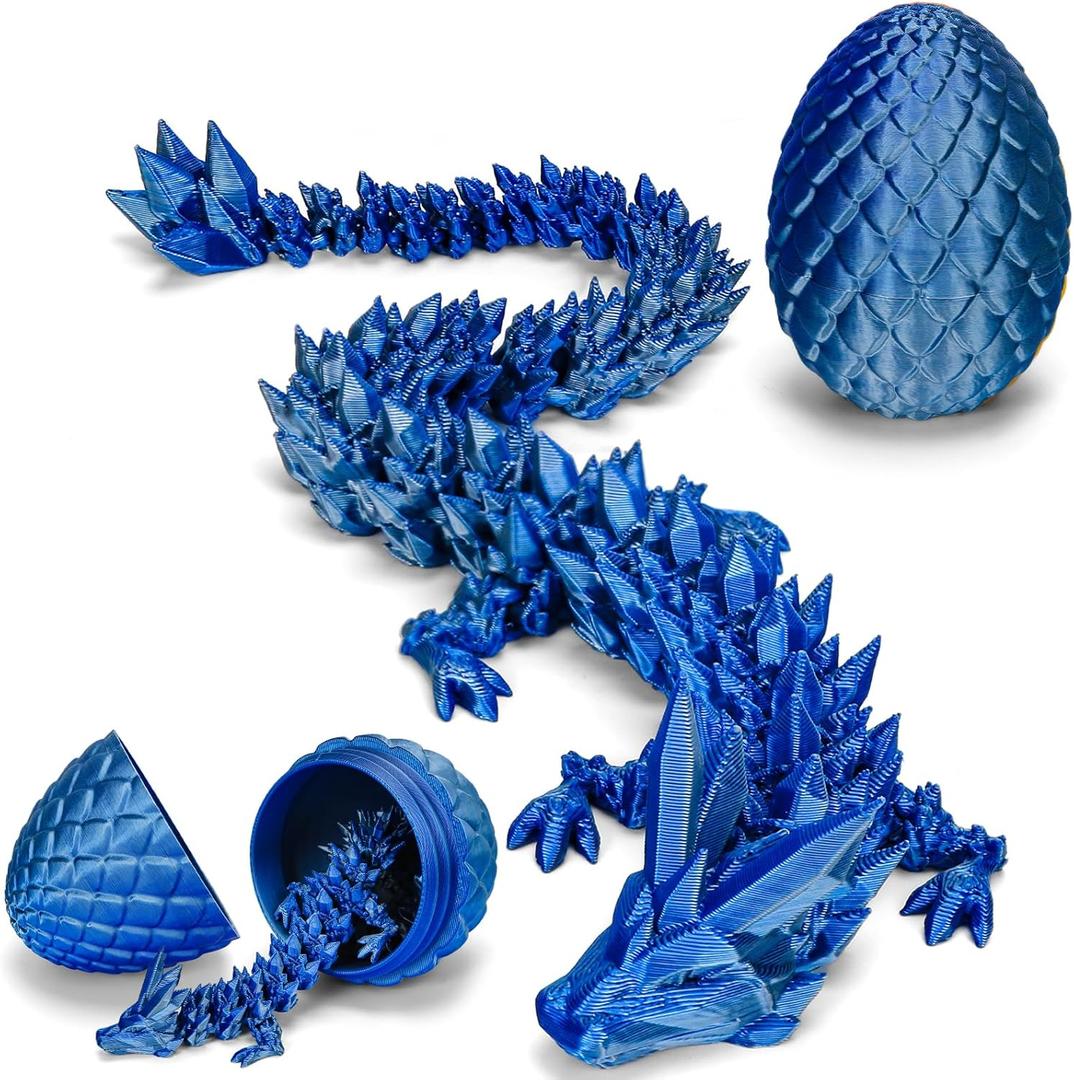 TBOLINE 12" 3D Printed Dragon Egg, Cool 3D Printer Articulated Crystal Dragon Toys for Kids, Surprise Animals Figurines Fidget Dinosaur Eggs Toys for Boys Kids Teen 5-7 4-6 8-12